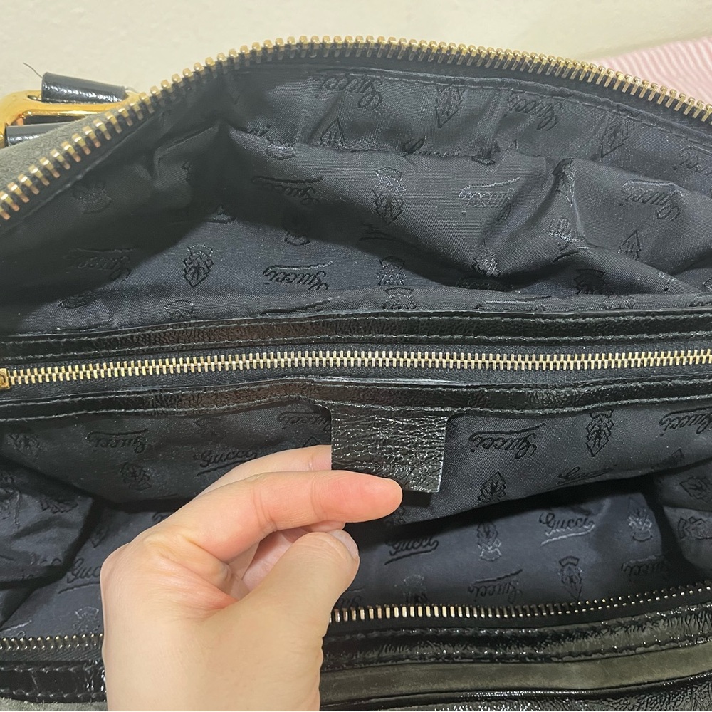 Gucci Black and Brown Travel Bag with Gold Hardware - Picture 6 of 12